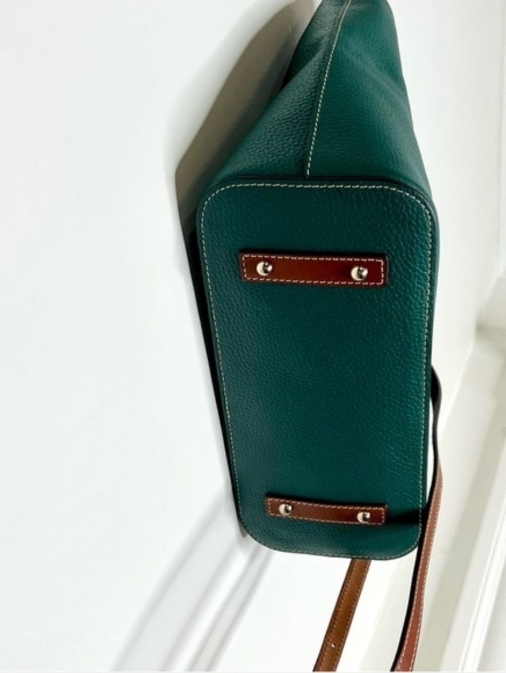 Dooney & Bourke Brielle Green Pebbled Leather Satchel Handbag Shoulder Bag - Picture 4 of 7